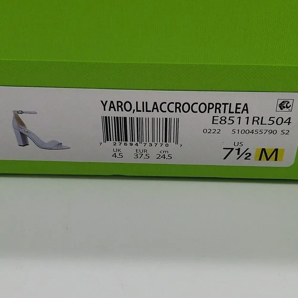 Sam Edelman Yaro Lilac Croc Leather Block Heel Sandals Women’s 7.5 New With Box